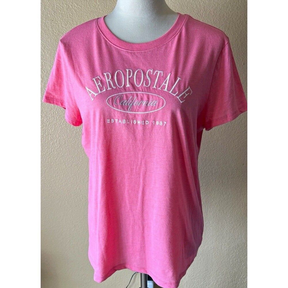 Aéropostale Womens Pink Logo Crew Neck Short Sleeve T-Shirt Size XL